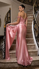 Off-Shoulder Sequin Applique Satin Evening Gown Formal Prom Dress By May Queen MQ2179