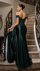 Off-Shoulder Sequin Applique Satin Evening Gown Formal Prom Dress By May Queen MQ2179