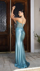 Elegant Embroidered Satin Prom Dress with High Slit & Corset Back By May Queen MQ2183
