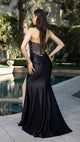 Strapless Rhinestone Corset Evening Gown with High Slit Formal Prom Dress By May Queen MQ2184
