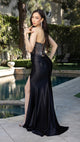 Strapless Rhinestone Corset Evening Gown with High Slit Formal Prom Dress By May Queen MQ2184