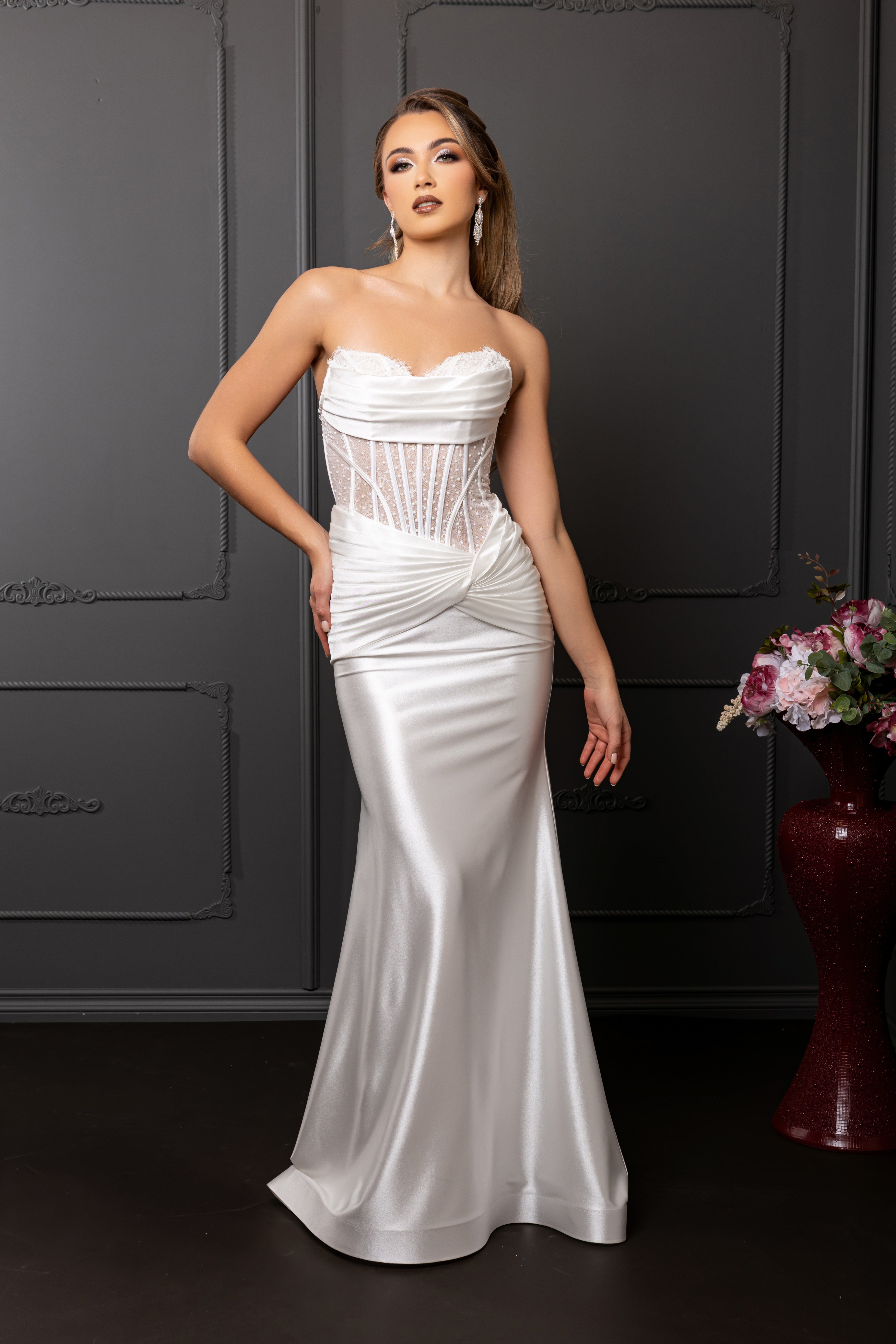 Satin Mermaid Wedding Dress by May Queen MQ2186
