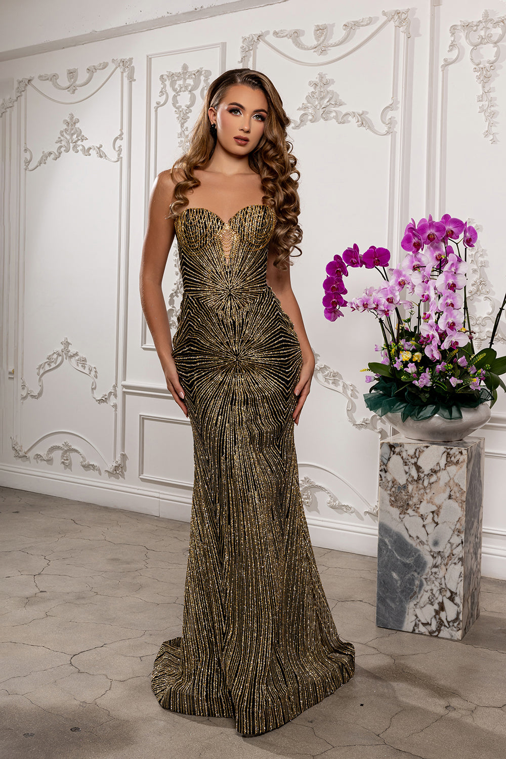 Strapless Corset Sequin Evening Gown | Sparkling Mermaid Prom Dress By May Queen MQ2195