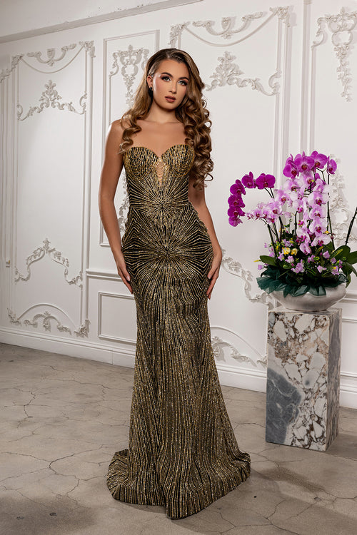 Strapless Corset Sequin Evening Gown | Sparkling Mermaid Prom Dress By May Queen MQ2195