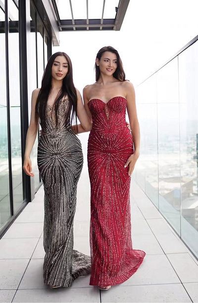 Strapless Corset Sequin Evening Gown | Sparkling Mermaid Prom Dress By May Queen MQ2195