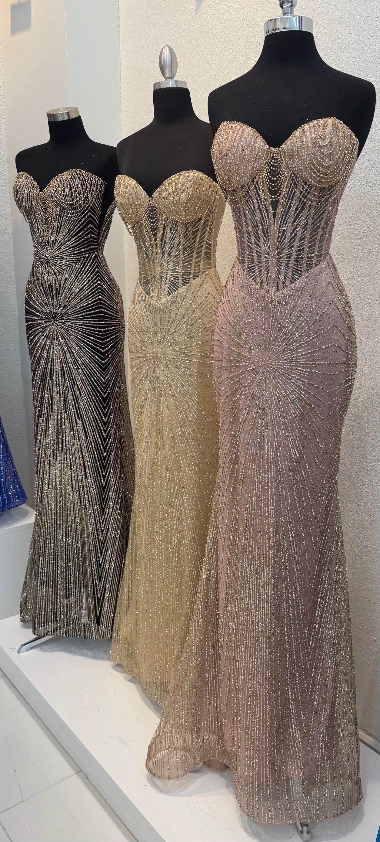 Strapless Corset Sequin Evening Gown, Sparkling Mermaid Formal Dress By May Queen MQ2195