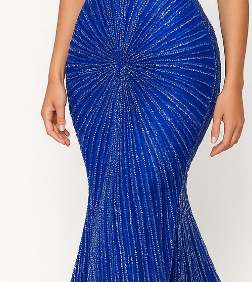Strapless Corset Sequin Evening Gown, Sparkling Mermaid Formal Dress By May Queen MQ2195