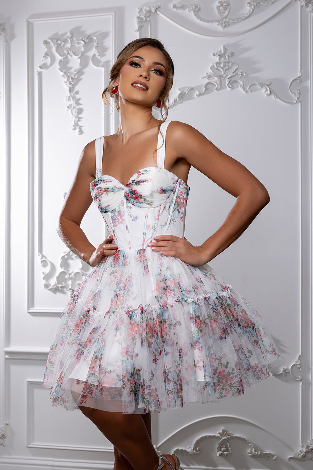 Sleeveless Short Dress Sweetheart Neckline Fit & Flare with Straps by May Queen MQ2216