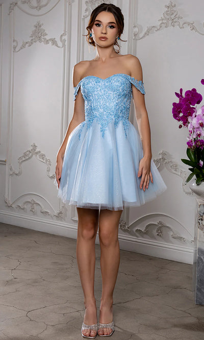 Sweetheart Neckline Tulle Short Dress Strapless Fit & Flare Homecoming Dress by May Queen MQ2224