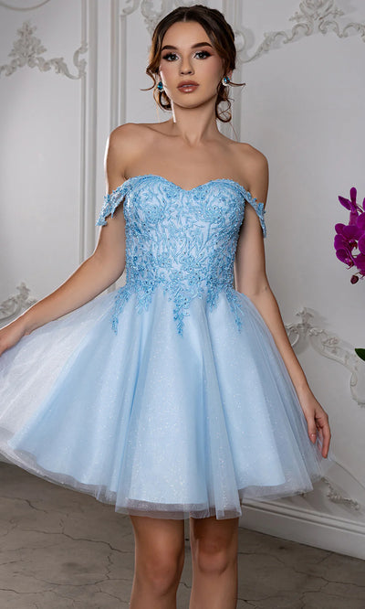 Sweetheart Neckline Tulle Short Dress Strapless Fit & Flare Homecoming Dress by May Queen MQ2224
