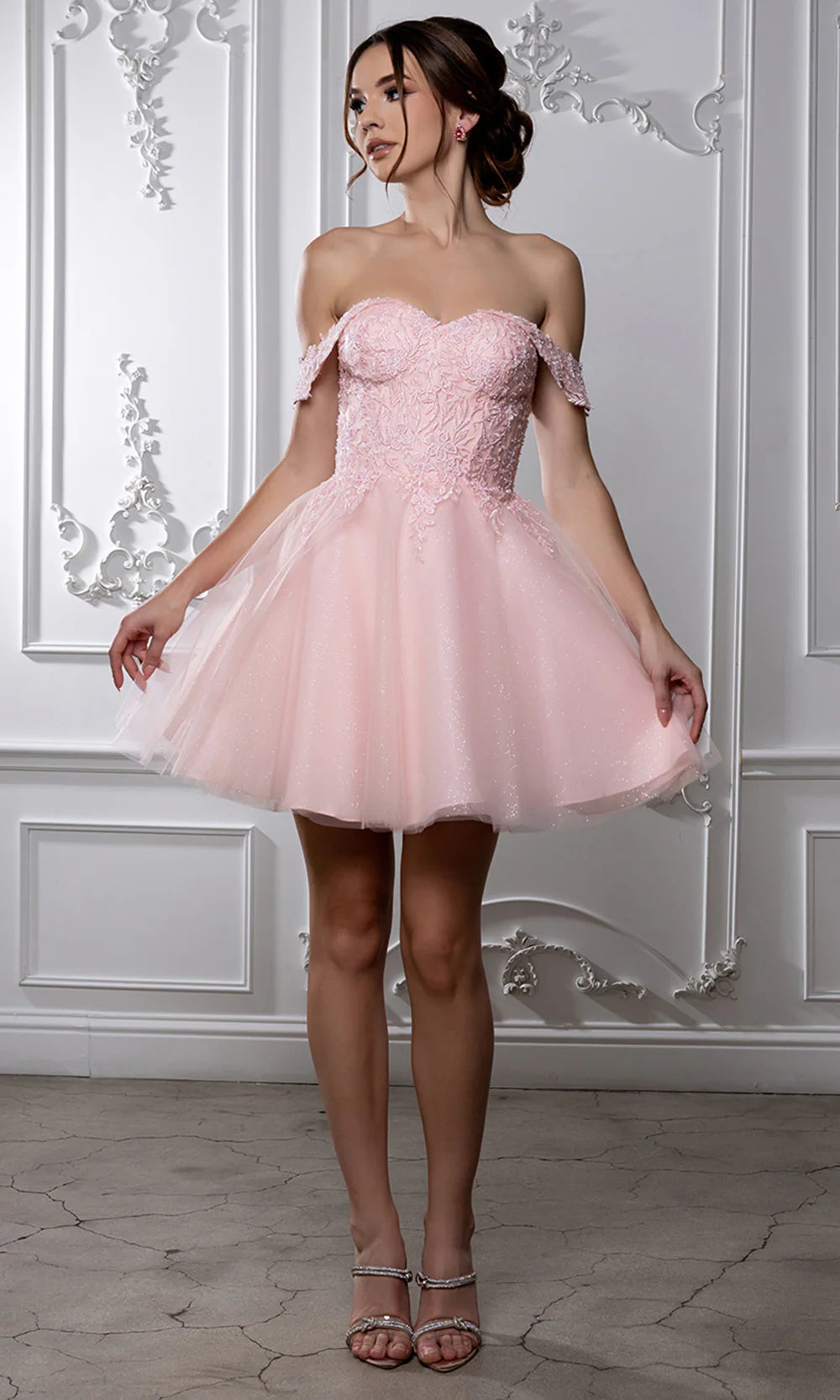 Sweetheart Neckline Tulle Short Dress Strapless Fit & Flare Homecoming Dress by May Queen MQ2224