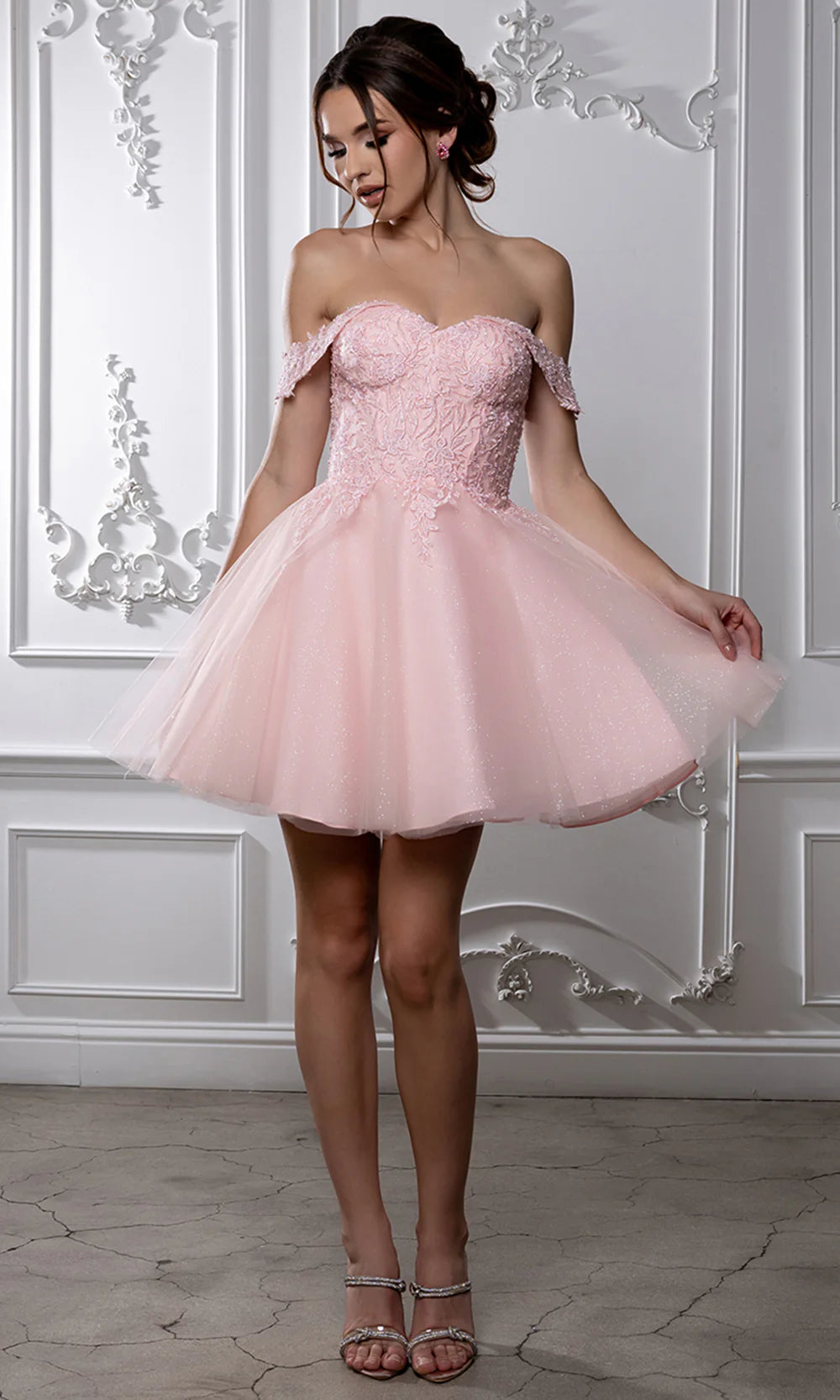 Sweetheart Neckline Tulle Short Dress Strapless Fit & Flare Homecoming Dress by May Queen MQ2224