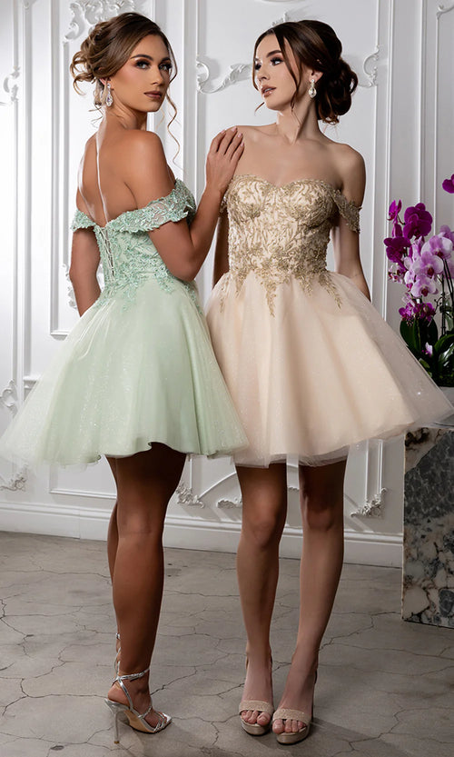 Sweetheart Neckline Tulle Short Dress Strapless Fit & Flare Homecoming Dress by May Queen MQ2224