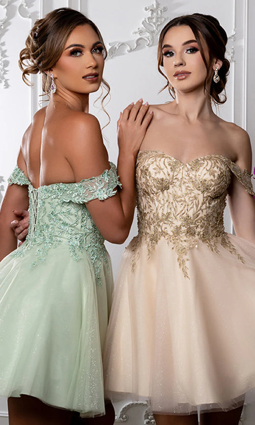 Sweetheart Neckline Tulle Short Dress Strapless Fit & Flare Homecoming Dress by May Queen MQ2224