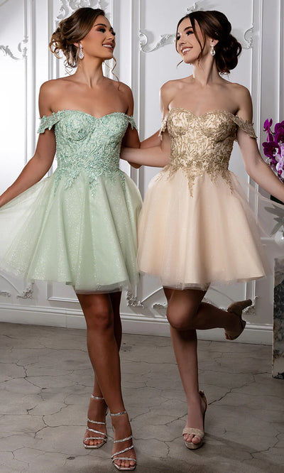 Sweetheart Neckline Tulle Short Dress Strapless Fit & Flare Homecoming Dress by May Queen MQ2224
