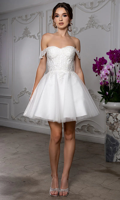 Sweetheart Neckline Tulle Short Dress Strapless Fit & Flare Homecoming Dress by May Queen MQ2224