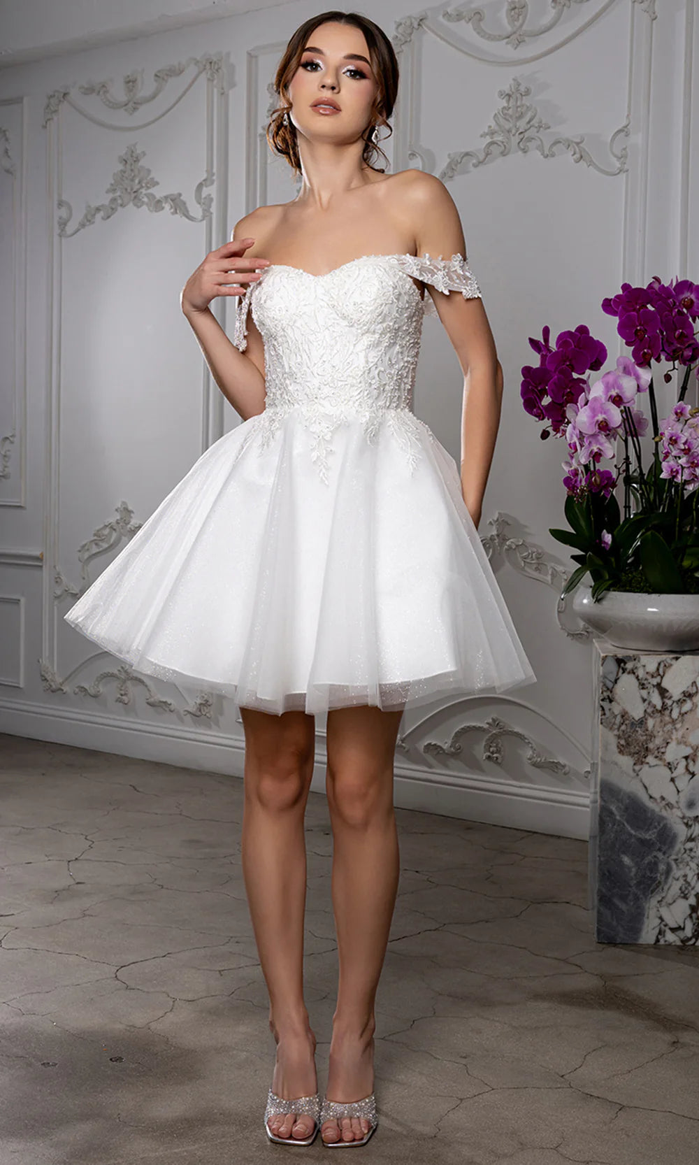 Sweetheart Neckline Tulle Short Dress Strapless Fit & Flare Homecoming Dress by May Queen MQ2224