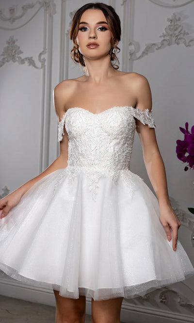 Sweetheart Neckline Tulle Short Dress Strapless Fit & Flare Homecoming Dress by May Queen MQ2224
