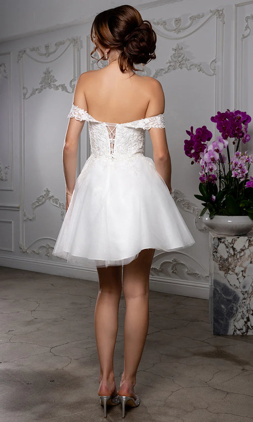 Sweetheart Neckline Tulle Short Dress Strapless Fit & Flare Homecoming Dress by May Queen MQ2224