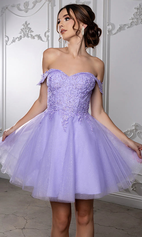 Sweetheart Neckline Tulle Short Dress Strapless Fit & Flare Homecoming Dress by May Queen MQ2224