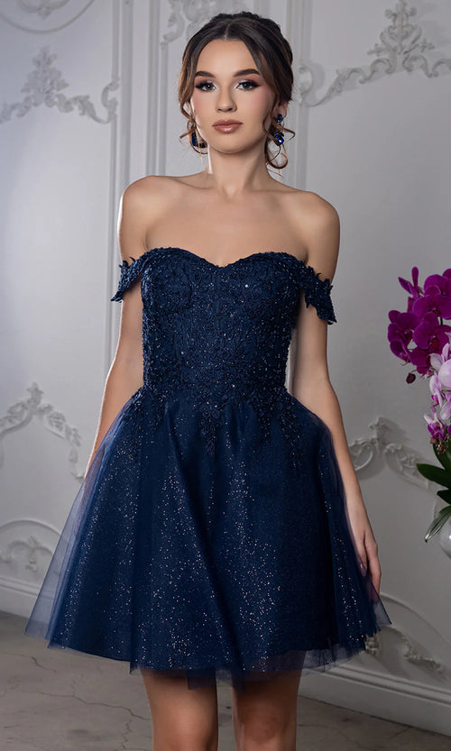 Sweetheart Neckline Tulle Short Dress Strapless Fit & Flare Homecoming Dress by May Queen MQ2224