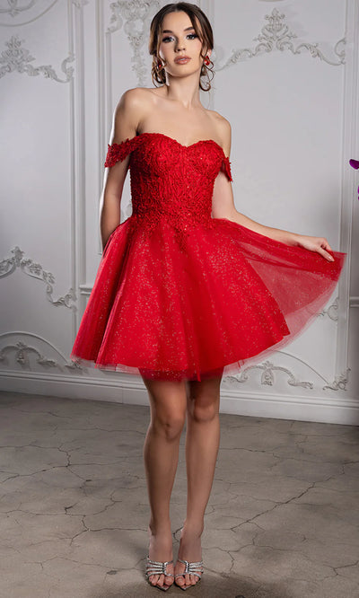 Sweetheart Neckline Tulle Short Dress Strapless Fit & Flare Homecoming Dress by May Queen MQ2224