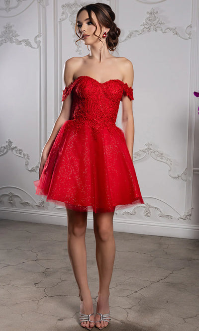 Sweetheart Neckline Tulle Short Dress Strapless Fit & Flare Homecoming Dress by May Queen MQ2224