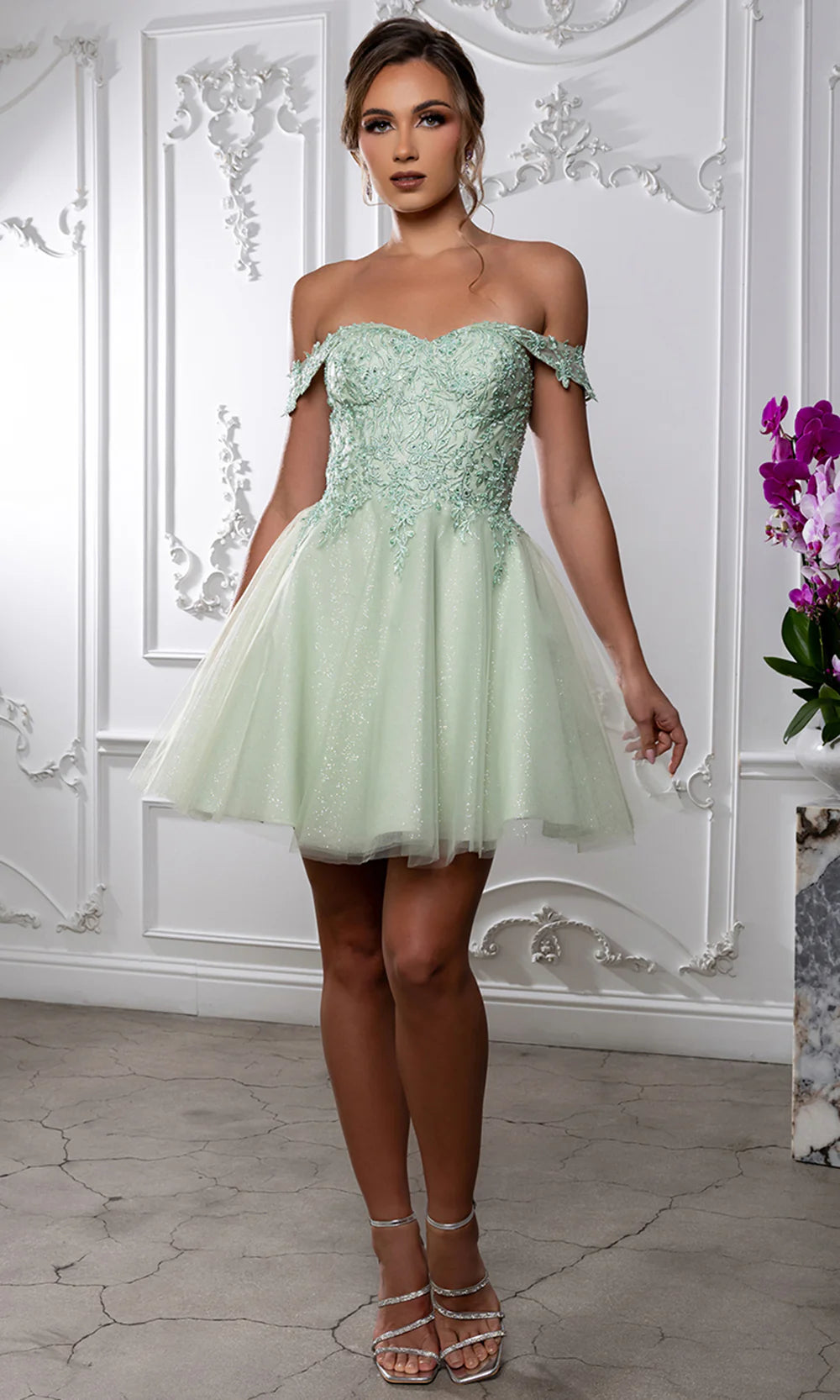 Sweetheart Neckline Tulle Short Dress Strapless Fit & Flare Homecoming Dress by May Queen MQ2224