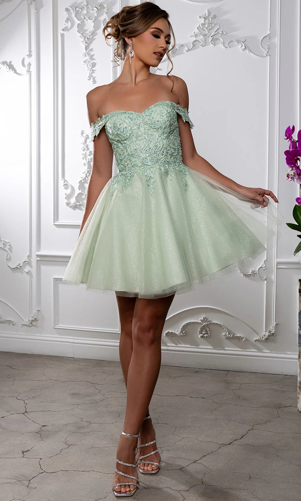Sweetheart Neckline Tulle Short Dress Strapless Fit & Flare Homecoming Dress by May Queen MQ2224