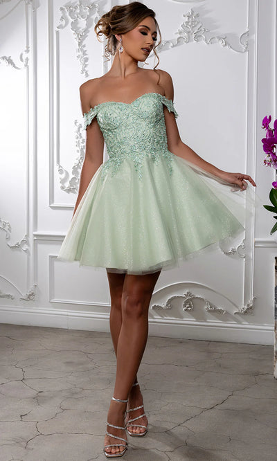 Sweetheart Neckline Tulle Short Dress Strapless Fit & Flare Homecoming Dress by May Queen MQ2224