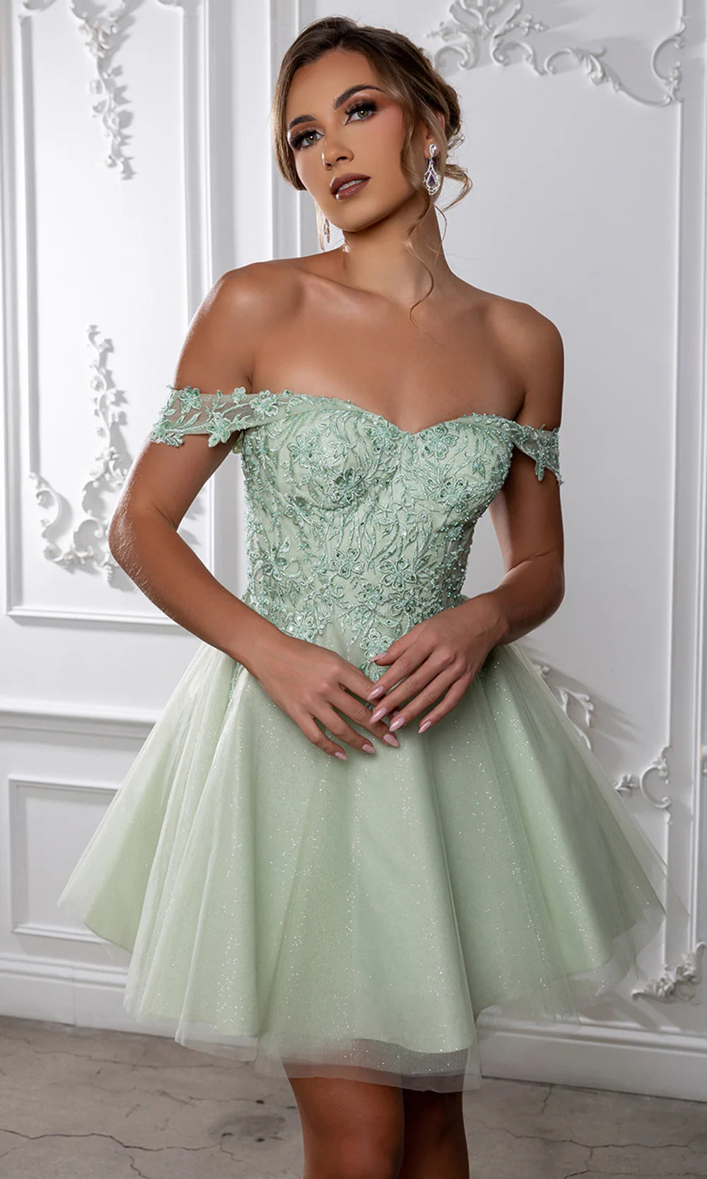 Sweetheart Neckline Tulle Short Dress Strapless Fit & Flare Homecoming Dress by May Queen MQ2224