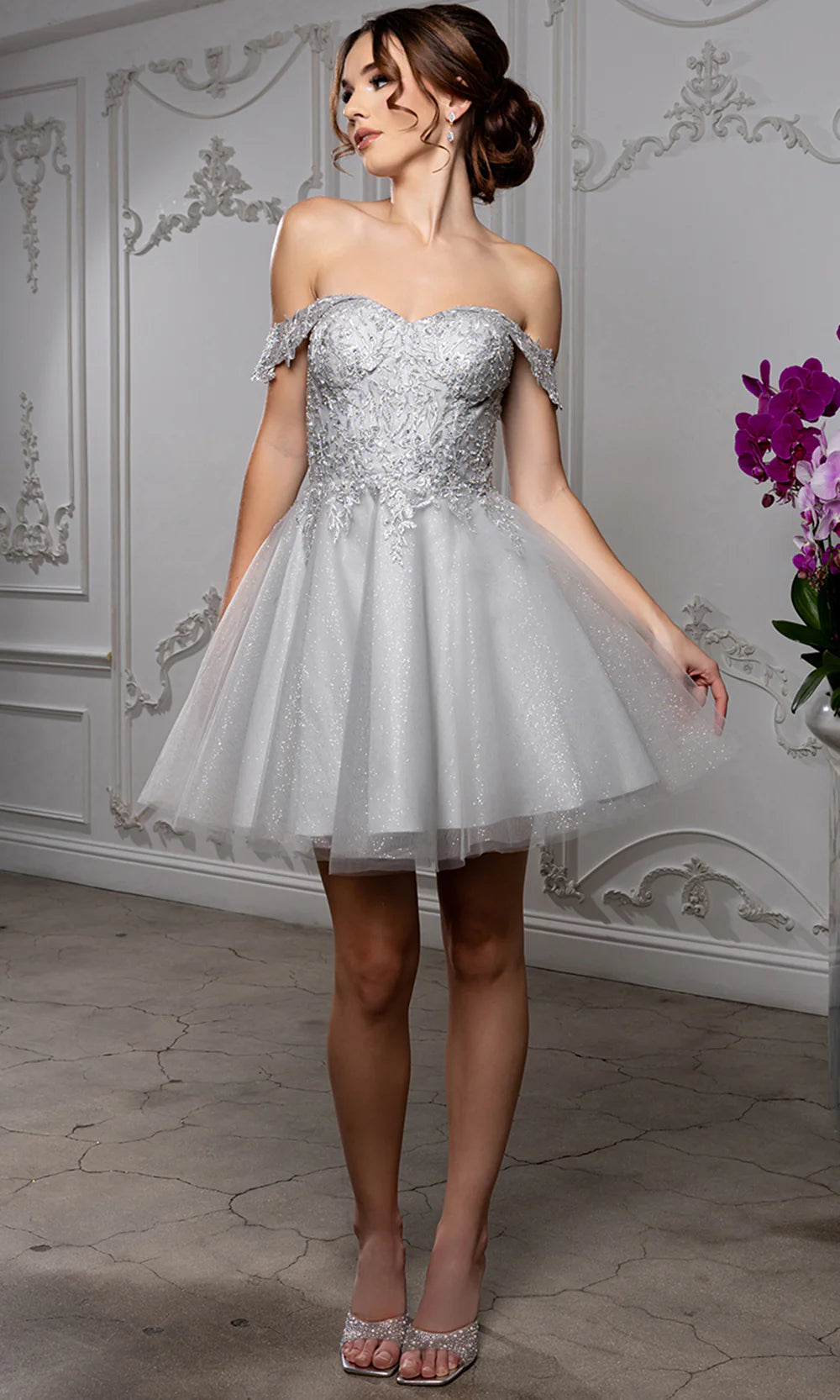 Sweetheart Neckline Tulle Short Dress Strapless Fit & Flare Homecoming Dress by May Queen MQ2224