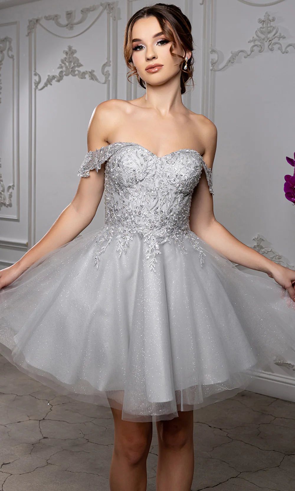 Sweetheart Neckline Tulle Short Dress Strapless Fit & Flare Homecoming Dress by May Queen MQ2224