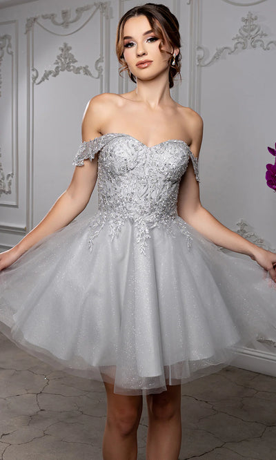 Sweetheart Neckline Tulle Short Dress Strapless Fit & Flare Homecoming Dress by May Queen MQ2224