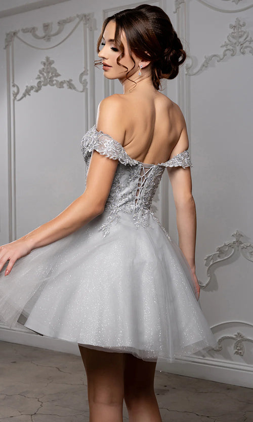 Sweetheart Neckline Tulle Short Dress Strapless Fit & Flare Homecoming Dress by May Queen MQ2224