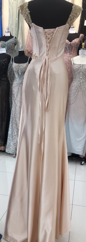 Off-The-Shoulder Sweetheart Beaded Lace Appliqué Ruched Mermaid Evening Gown by May Queen MQ2258