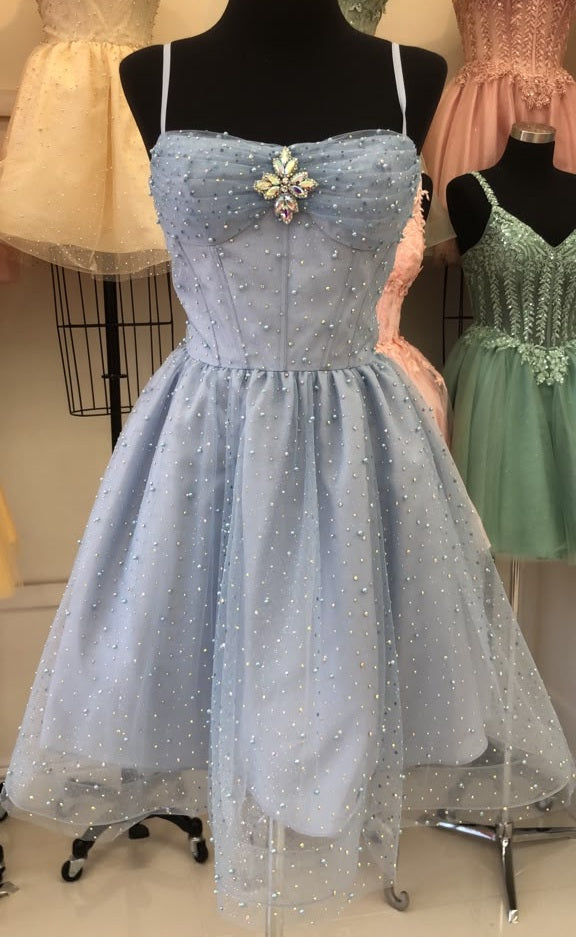 Beaded Short Homecoming Dress by May Queen MQ2259