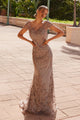 Vestido de manga corta con apliques impresionantes Anabel MT110 de Nox