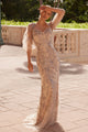 Vestido romántico con mangas abullonadas y apliques – Nox Anabel, estilo MT112