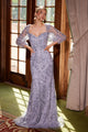 Vestido romántico con mangas abullonadas y apliques – Nox Anabel, estilo MT112