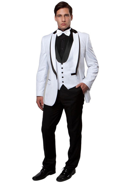 White Satin-Trimmed Men's Tuxedo by Bryan Michaels