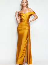 Formal Dress Off The Shoulder Pleated Ruched Prom Gown By Lenovia 5320