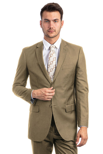 Traje de negocios básico de dos botones y corte moderno para hombre en color topo oscuro