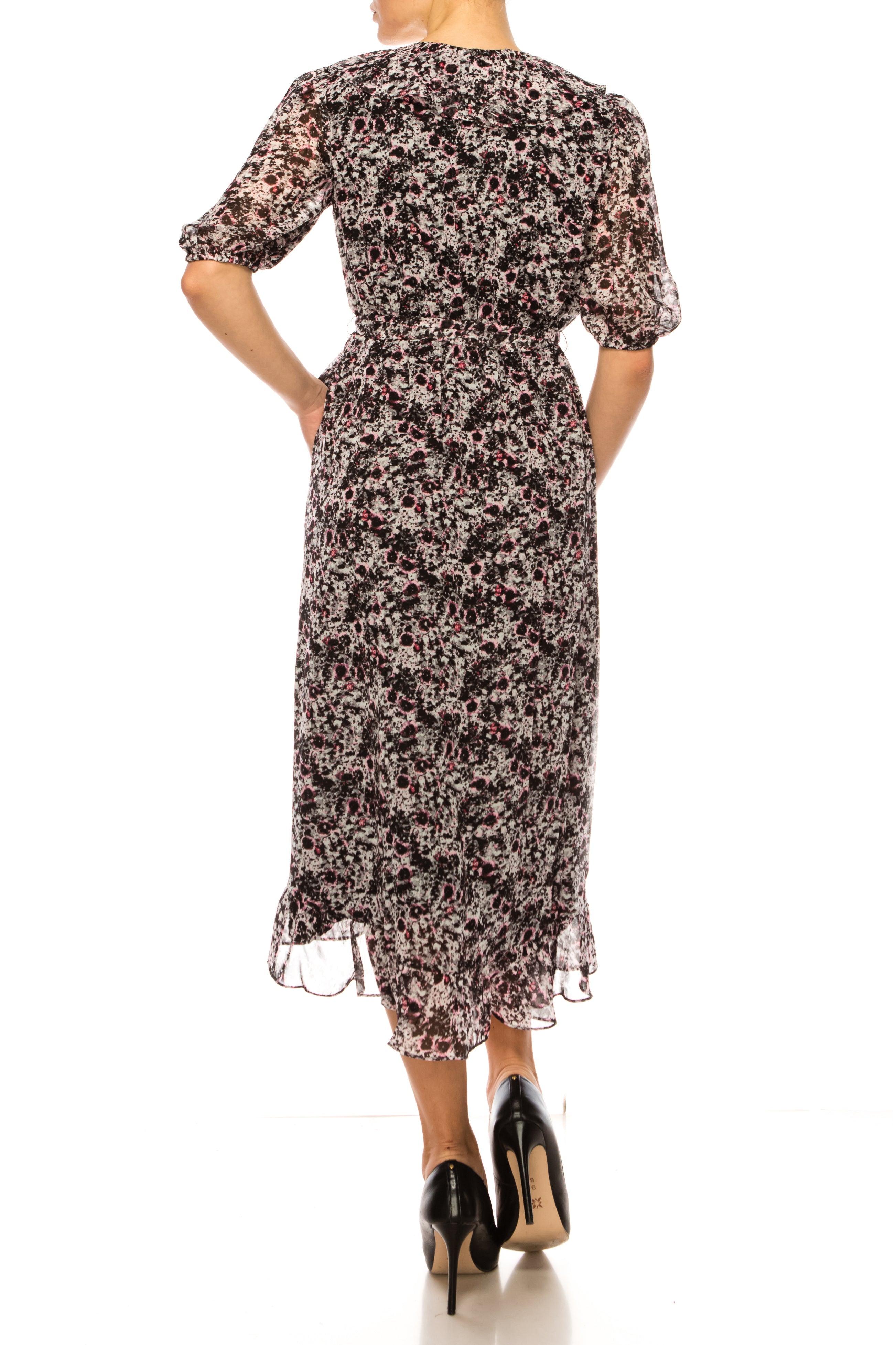 Maison Tara 91673M Short Sleeve Multilayered Ruffle Dress