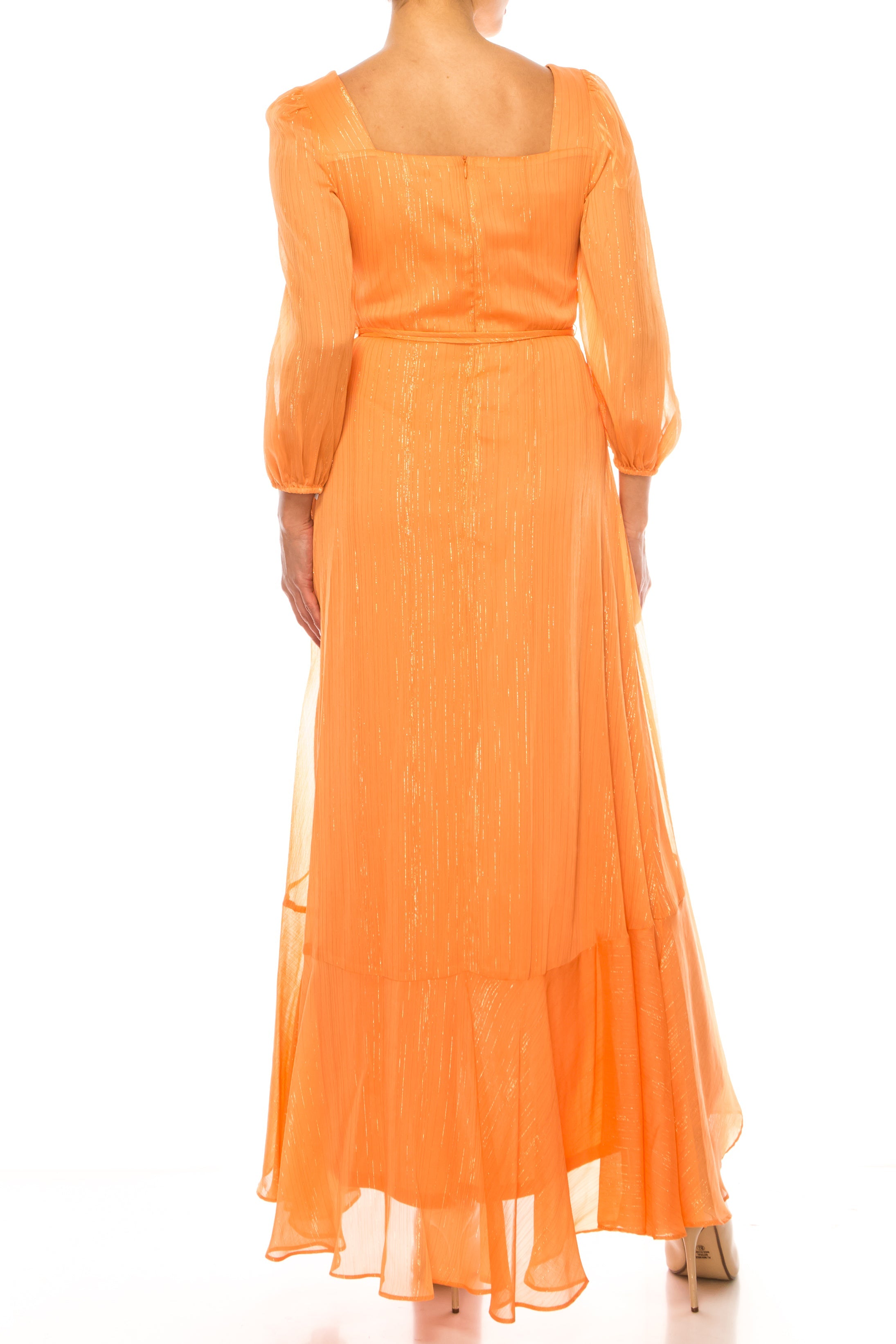Maison Tara 92440M 3/4 Sleeve Frilly Detail Maxi Dress