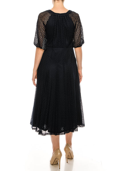 Maison Tara 95055M Eyelet 3/4 Sleeve Dress