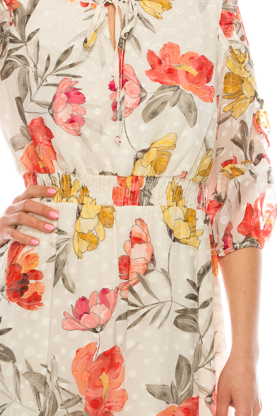 Maison Tara 95084M Floral Chiffon A-Line Dress
