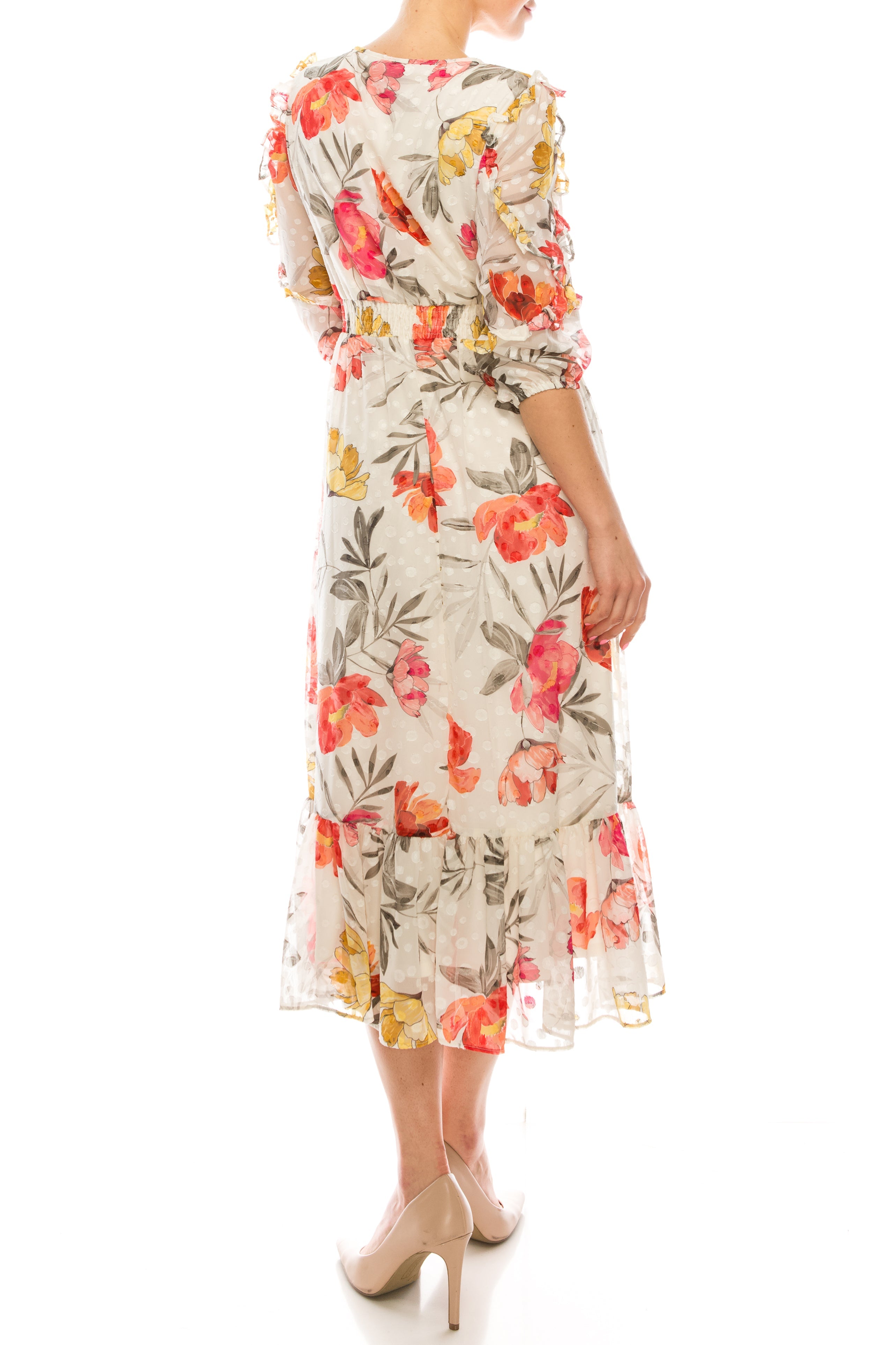 Maison Tara 95084M Floral Chiffon A-Line Dress