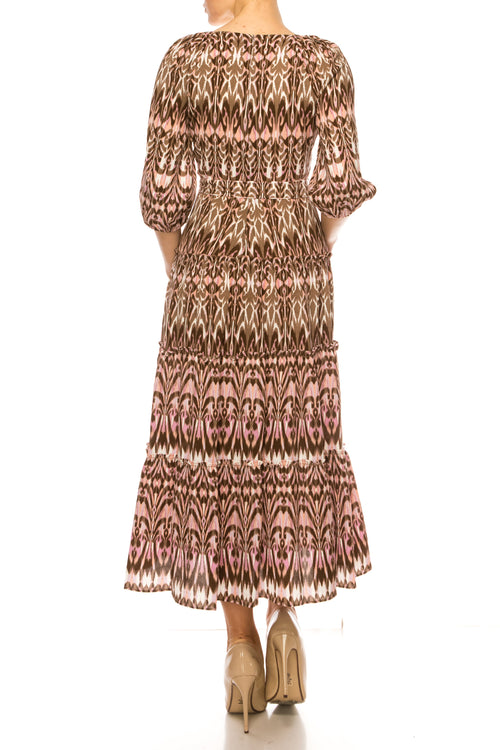 Maison Tara 95543M Belted Abstract Print Dress