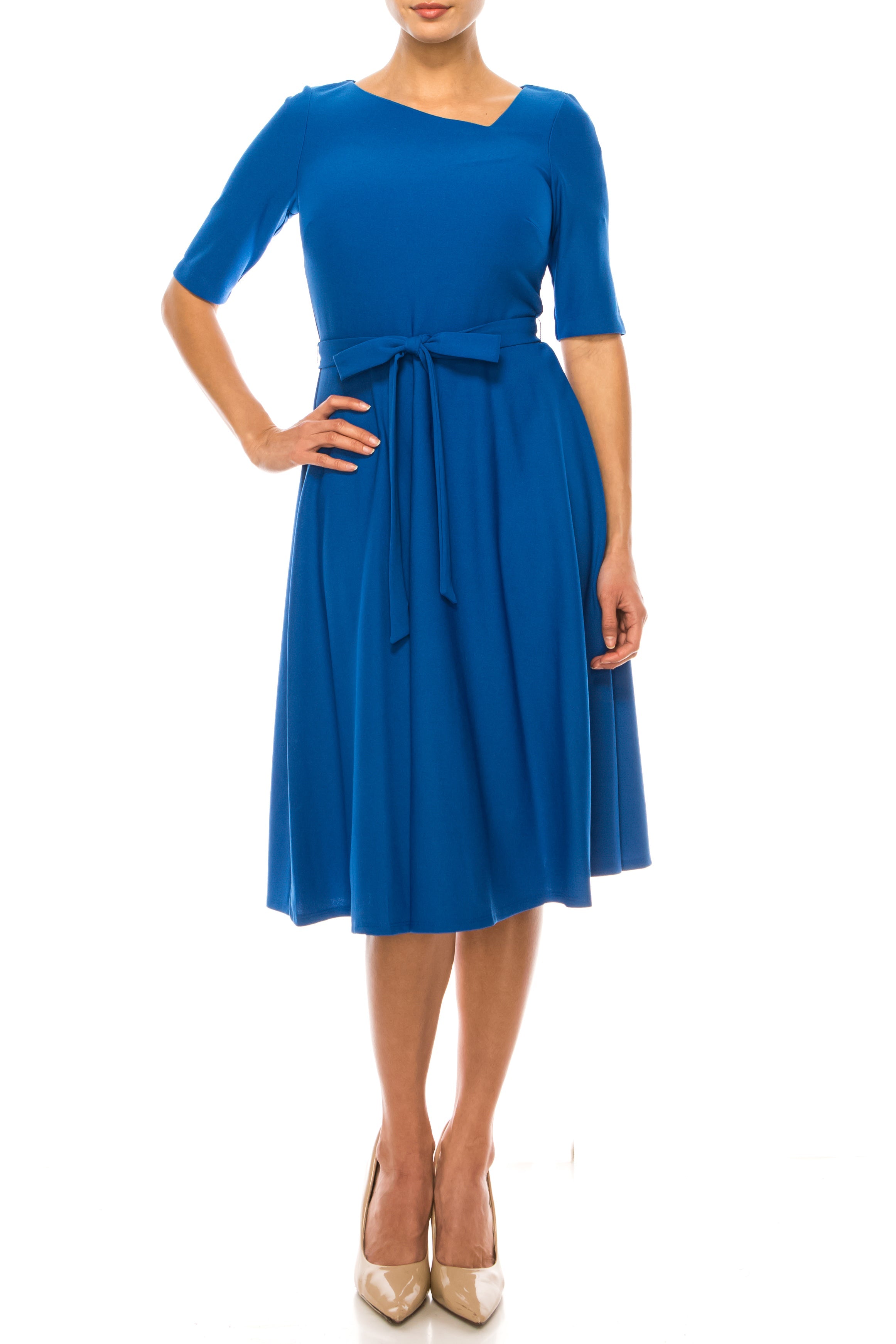 Maison Tara 95602M Asymmetrical Neckline A-Line Dress